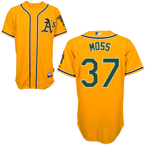 Brandon Moss #37 mlb Jersey-Oakland Athletics Women's Authentic Yellow Cool Base Baseball Jersey
